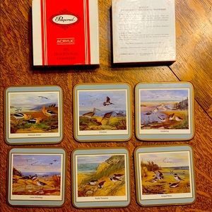 Vintage Pimpernel bird theme cork coasters